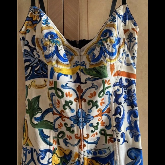 DOLCE & GABBANA Maiolica Printed Charmeuse Dress - Picture 6 of 10